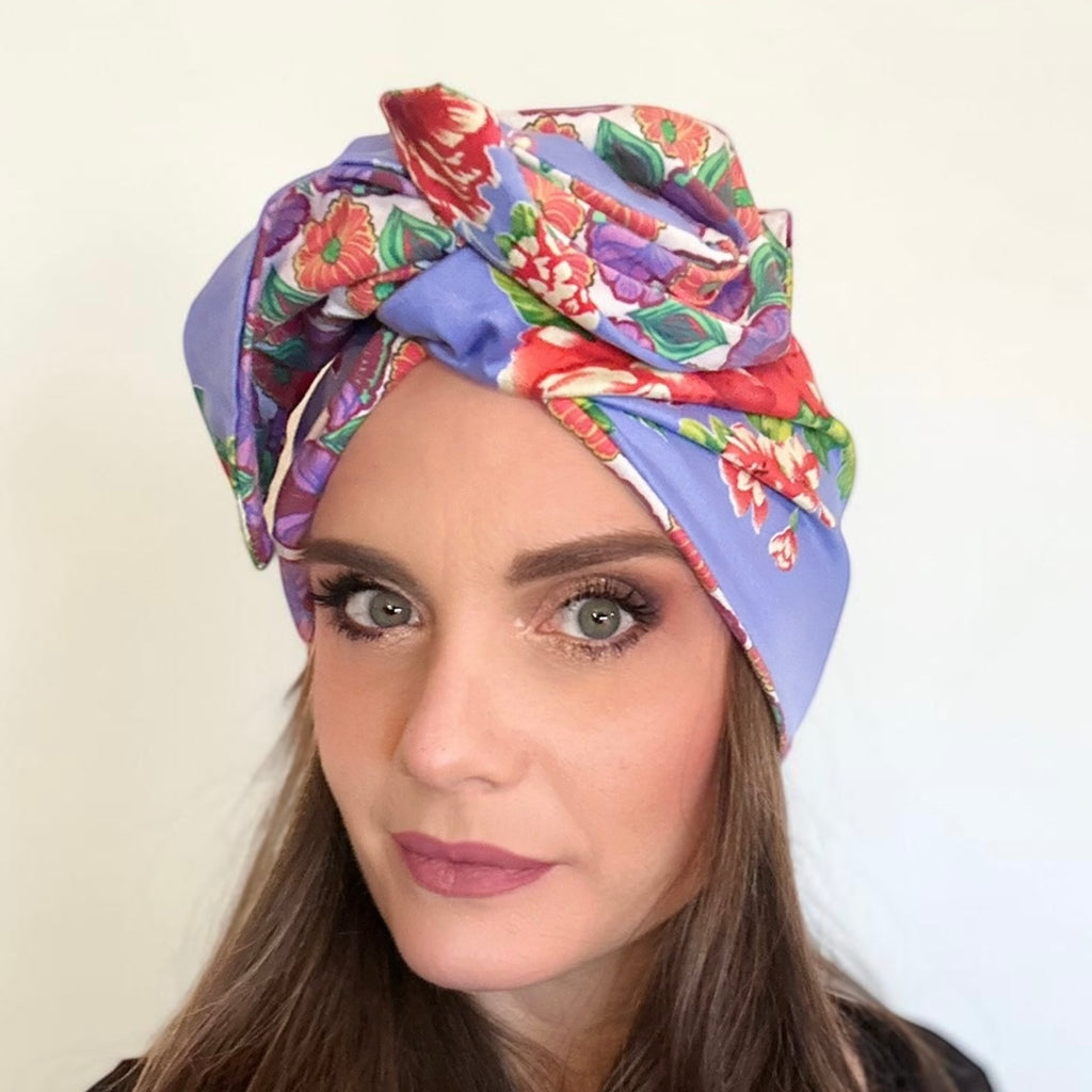 Turbante modellabile realizzato a mano in Italia in puro cotone double face. Artigianale Made in Italy.